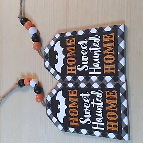 BSM Enterprise Ltd Other - 2 Wooden Signs Home Sweet Haunted Home. 3x5.5 inches w Bat